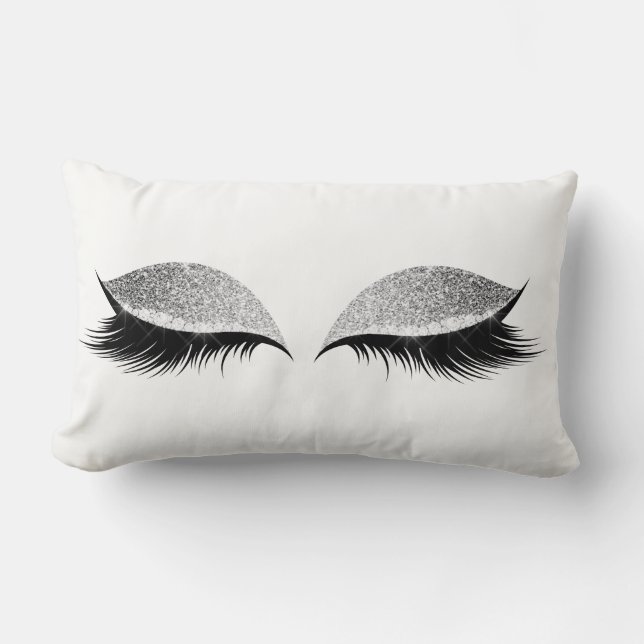 Silver Grey Glitter Black Glam make up Confetti Kussen (Voorkant)