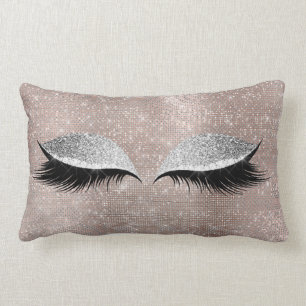 Silver Grey Glitter Black Glam MakeUp Blush Sequin Kussen