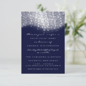 Silver Grey Glitter Blue Navy Formele uitnodiging (Staand voorkant)