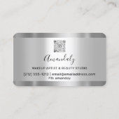 Silver Grey Glitter Drift Lijst Qr Code Logo Visitekaartje (Achterkant)