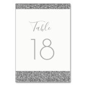 Silver Grey Glitter Table Number Flat Card Kaart (Achterkant)