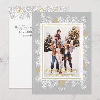 Silver Grey Gold Botanische  Lijst Kerst Feestdagenkaart