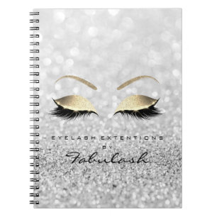 Silver Grey Gold Glitter Eyes Makeup Beauty Notitieboek