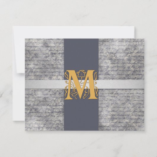 Silver Grey Gold Monogram Letter M Flat Note-kaart Kaart (Voorkant)