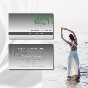 Silver Grey Gradient met Schattige Palm Leaf Eenvo Visitekaartje