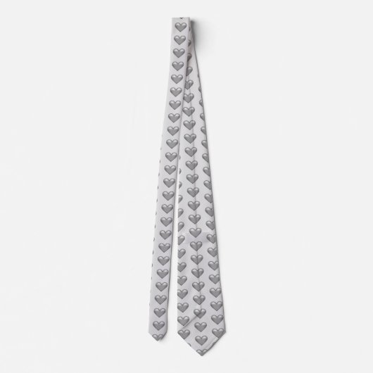 Silver Grey Hearts Pattern Stropdas (Achterkant)