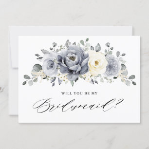 Silver Grey Ivory Floral Kaart