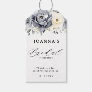 Silver Grey Ivory Floral Winter Boho Vrijgezellenf Cadeaulabel
