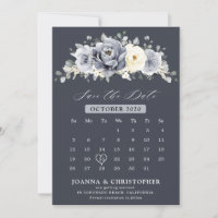 Silver Grey Ivory Floral Winter Rustic Calendar S