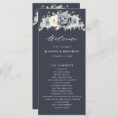 Silver Grey Ivory Floral Winter Rustic Wedding Pro Programma (Voorkant / Achterkant)