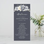 Silver Grey Ivory Floral Winter Rustic Wedding Pro Programma (Staand voorkant)