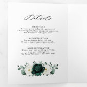 Silver Grey Ivory Floral Winter Rustic Wedding Tri Drieluik Aankondiging (Binnenzijde eerst)