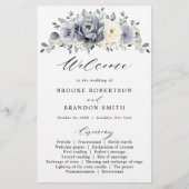Silver Grey Ivory Floral Winter Wedding Programme (Devant)