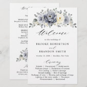 Silver Grey Ivory Floral Winter Wedding Programme (Devant / Derrière)