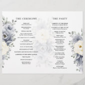 Silver Grey Ivory Floral Winter Wedding Programme (Dos)