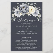 Silver Grey Ivory Floral Winter Wedding Programme (Devant)