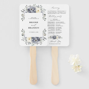 Silver Grey Ivory Floral Winter Wedding Programme Handwaaier