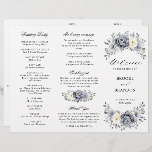 Silver Grey Ivory Programme de mariage hivernal à  (Devant / Derrière)