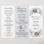 Silver Grey Ivory Winter Wedding Tri-Fold Programm (Voorkant)