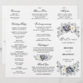 Silver Grey Ivory Winter Wedding Tri-Fold Programm (Voorkant / Achterkant)