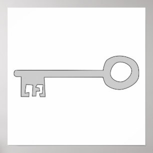 Silver Grey Key op White. Poster