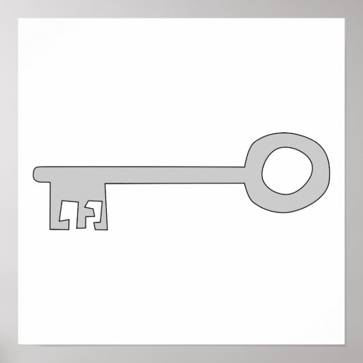 Silver Grey Key op White. Poster (Voorkant)