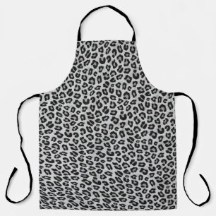 Silver Grey Leopard Animal Print Kitchen Schort