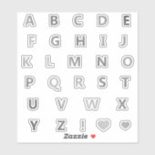 Silver Grey Letters Monogram Sticker Pack Alphabet (Vel)