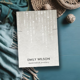 SILVER GREY LIGHT STRINGS KETTING BAND DISPLAY VISITEKAARTJE