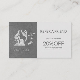 Silver Grey Logo Hairstyle Verwijs een vriend Sjab Aanbevelingskaartje