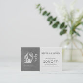 Silver Grey Logo Hairstyle Verwijs een vriend Sjab Aanbevelingskaartje (Staand voorkant)
