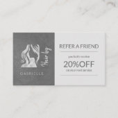Silver Grey Logo Hairstyle Verwijs een vriend Sjab Aanbevelingskaartje (Voorkant)
