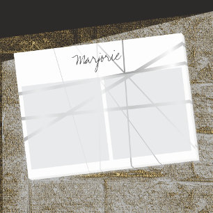 Silver Grey Look Geometric Lines Naam toevoegen Mo Post-it® Notes