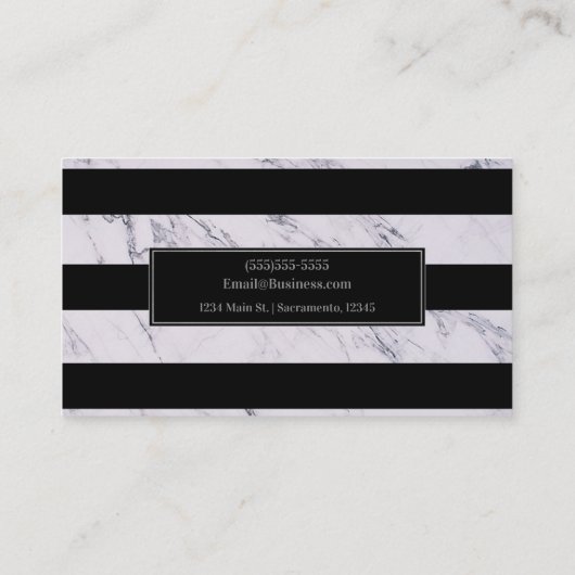 Silver Grey Marble Stripes Chic Modern Glam Visitekaartje (Achterkant)