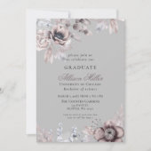 Silver Grey Mauve Floral Gradual Party Kaart (Voorkant)