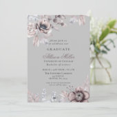 Silver Grey Mauve Floral Gradual Party Kaart (Staand voorkant)