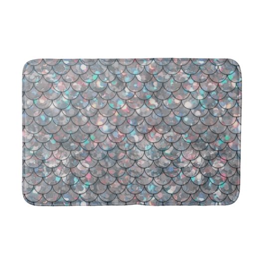 Silver Grey Mermaid Fish Scales Holografisch Badmat (Voorkant)