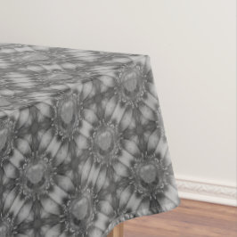 Silver Grey Metal Flowers met Pareltjes Patroon Tafelkleed