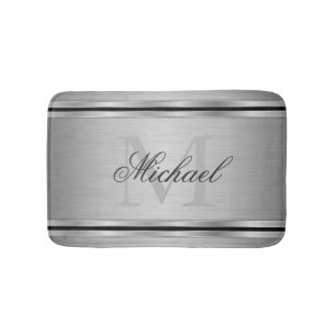 Silver Grey Metalic Pattern Monogram Badmat