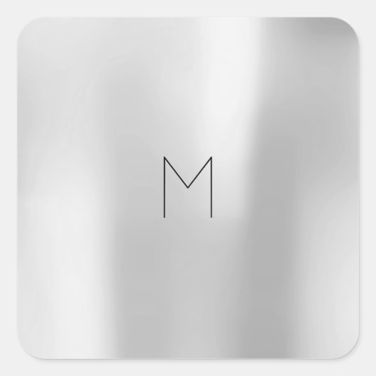 Silver Grey Metallic minima monogram Vierkante Sticker (Voorkant)