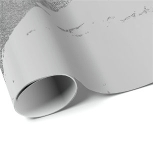 Silver Grey Metallic Strokes Marble Shiny Glam Cadeaupapier