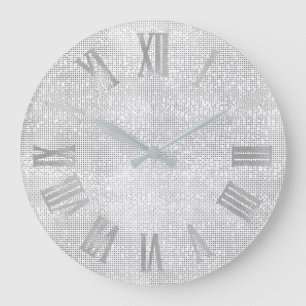 Silver Grey Minimal Monochrom Roman Numbers Grote Klok