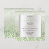 Silver Grey Minimale geboorte Mint Green Glitter Kaart (Voorkant / Achterkant)