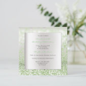 Silver Grey Minimale geboorte Mint Green Glitter Kaart (Staand voorkant)