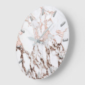 Silver Grey Minimalism Metallic Marble Roos Gold Grote Klok (Hoek)