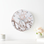 Silver Grey Minimalism Metallic Marble Roos Gold Grote Klok (Huis)