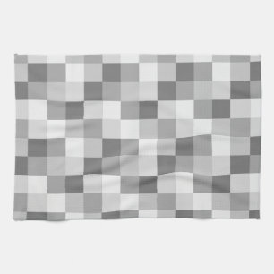 Silver Grey Monochrome Checkered Pattern Theedoek