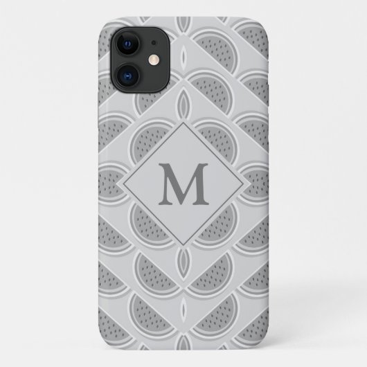Silver Grey Monogram Watermelon Case-Mate iPhone Case (Achterkant)
