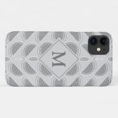 Silver Grey Monogram Watermelon Case-Mate iPhone Case (Achterkant (horizontaal))