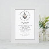 Silver Grey Nautical Floral Ancre Programme de mar (Debout devant)